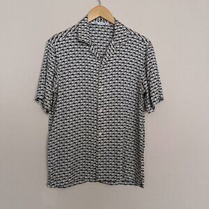 MENS ZARA SHIRT SIZE SMALL  Abstract Sheer Button Down Going Out Short Sleeve